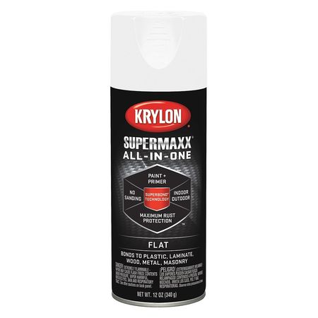 Krylon Industrial Rust Preventative Spray Paint, White, Flat, 12 oz. K08971007
