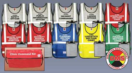 DISASTER MANAGEMENT SYSTEMS Small Clinic Command Kit, 10 Vests DMS 05466