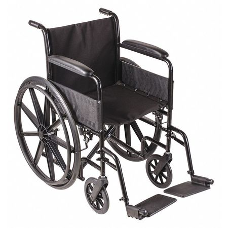 DMI Wheelchair, 250 lb, 18 In Seat, Silver 503-0658-0200