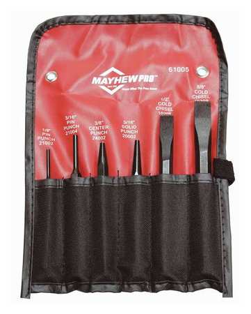 Mayhew Punch and Chisel Set, 6-Piece, Steel 61005