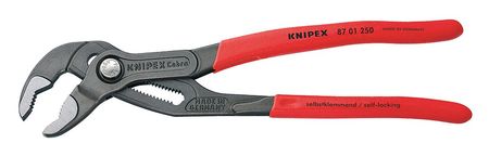 Knipex 10 in Knipex Cobra V-Jaw Tongue and Groove Plier Serrated, Plastic Grip 87 01 250