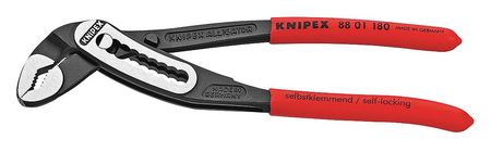 Knipex 7 1/4 in Knipex Alligator V-Jaw Tongue and Groove Plier Serrated, Plastic Grip 88 01 180