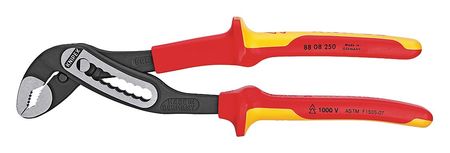 KNIPEX 10 in Knipex Alligator V-Jaw Tongue and Groove Plier Serrated, Bi-Material Grip 88 08 250 US