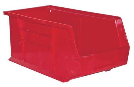 Durham Mfg 60 lb Hang & Stack Storage Bin, Copolymer Polypropylene, 8-1/4 in W, 7 in H, Red, 14-5/8 in L PB30240-17