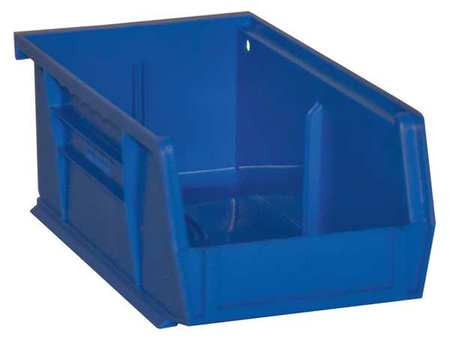 DURHAM MFG 10 lb Hang & Stack Storage Bin, Copolymer Polypropylene, 4-3/16 in W, 3 in H, 7-7/16 in L, Blue PB30220-52