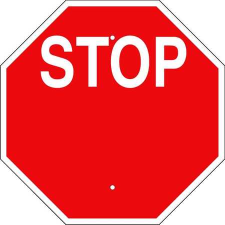 BRADY Stop Sign, 18" W, 18" H, English, Aluminum, Red, White 124530