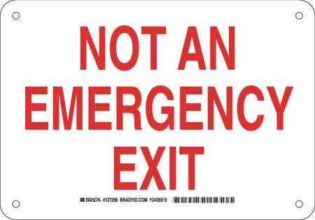 BRADY Emergency Exit Sign, English, 10" W, 7" H, Aluminum, White 127296
