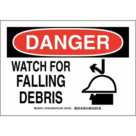BRADY Danger Sign, 7" H, 10" W, Polyester, Rectangle, English, 127940 127940