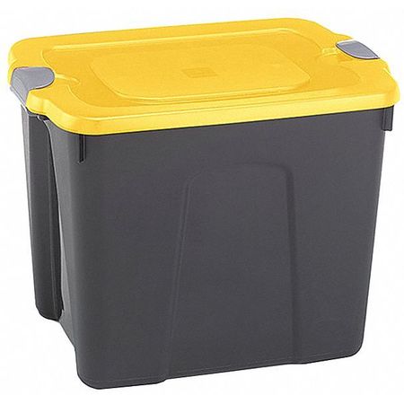 DURABILT Storage Tote with Snap Lid, Black/Yellow/Gray, Polypropylene, 19 in L, 15 3/4 in W, 13 1/4 in H 8510GRBKYL.10
