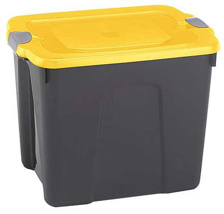 DURABILT Storage Tote with Snap Lid, Black/Yellow/Gray, Polypropylene, 23 3/4 in L, 18 in W, 17 1/4 in H 8520GRBKYL.08