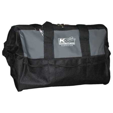 KRAFT TOOL Bag/Tote, Tool Bag, Black/Gray, Nylon, 12 Pockets WL102