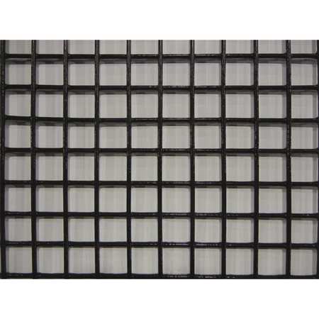 Zoro Select PVC Coated Mesh, 4 ft W, 1,200 in L, 0.105 in Wire Dia, Black 12100ME105-48x1200