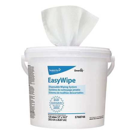 DIVERSEY Dry Wipe Roll, White, Refill, Polypropylene, 125 Wipes, 10 1/2 in x 12 in, 6 PK 5831874