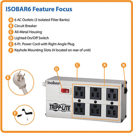 TRIPP LITE Isobar Surge Suppressor ISOBAR6