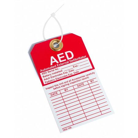 Zoro Select AED Inspection Tag, 5x4 38N693