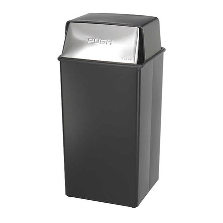 SAFCO 36 gal Rectangular Trash Can, Black/Steel, 18" Dia, Swing, Steel, Rigid Plastic 9895