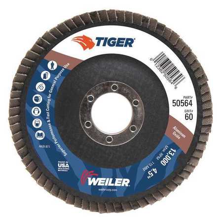 Weiler 4-1/2In. Tiger Disc Abrasive Flap Disc 50564