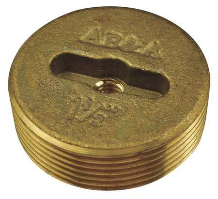 Ab&A 1-1/2" " Dia., Brass, Brass Finish, Los Angeles Style, Cleanout Plug 60361