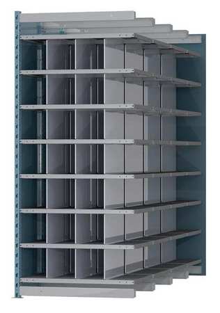 HALLOWELL Steel Add-On Pigeonhole Bin Unit, 96 in D x 87 in H x 36 in W, 8 Shelves, Blue/Gray AHDB28-96PB