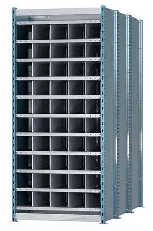 HALLOWELL Steel Starter Pigeonhole Bin Unit, 72 in D x 87 in H x 36 in W, 12 Shelves, Blue/Gray HDB50-72PB