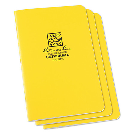 Rite In The Rain All Weather Stapled Notebook, 3-1/4in, PK3 371FX-M
