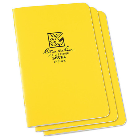 Rite In The Rain All Weather Stapled Notebook, Level, PK3 311FX