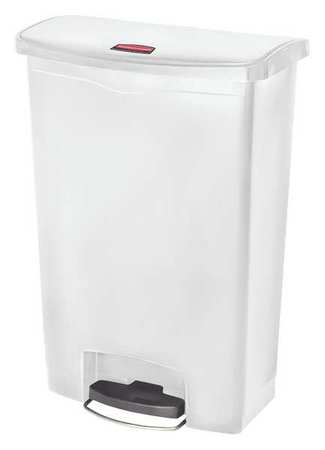RUBBERMAID COMMERCIAL 24 gal Rectangular Trash Can, White, 22 1/4 in Dia, Step-On, Plastic 1883561