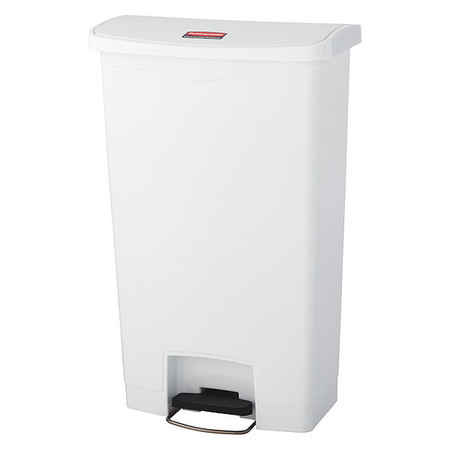 RUBBERMAID COMMERCIAL 18 gal Rectangular Trash Can, White, 19 1/2 in Dia, Step-On, Plastic 1883559