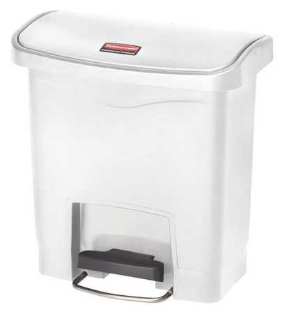 RUBBERMAID COMMERCIAL 4 gal Rectangular Step Can, White, 14 3/4 in Dia, Step-On, Plastic 1883554
