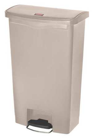 RUBBERMAID COMMERCIAL 18 gal Rectangular Trash Can, Beige, 19 1/2 in Dia, Step-On, Plastic 1883460