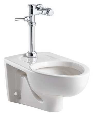 American Standard Flush Valve Toilet, 1.28 gpf, Flushometer, Wall Mount, Elongated, White 2856128.020