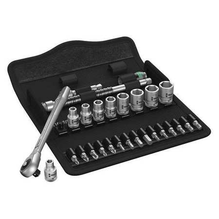 WERA 1/4" Drive Ratchet Set SAE, Torx(R) 28 Pieces 3/16 in to 1/2 in , Chrome 05004020001