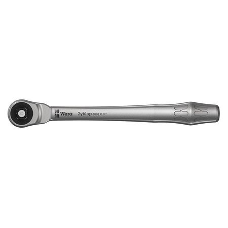 WERA 1/2" Drive 76 Geared Teeth Pear Head Style Hand Ratchet, 11" L, Satin Finish 05004063001