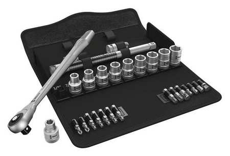 WERA 1/2" Drive Ratchet Set SAE, Torx(R) 28 Pieces 3/8 in to 13/16 in , Chrome 05004080001