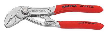 KNIPEX 5 in V-Jaw Tongue and Groove Plier Serrated, Plastic Grip 87 03 125