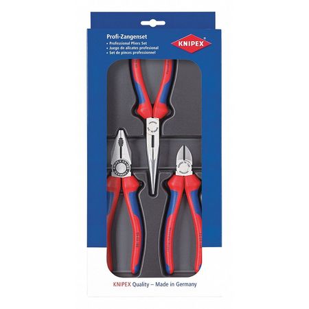 Knipex 3 Piece Bi-Material Grip Plier Set Multi-Component Grips Handle 00 20 11