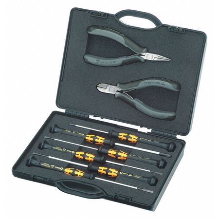 Knipex 8 Piece Bi-Material Grip Precision Plier Set Electrostatic Discharge Comfort Grip Handle 00 20 18 ESD