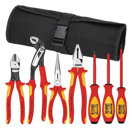 KNIPEX Insulated Tool Set, Tool Roll, 7-Pc 9K 98 98 25 US