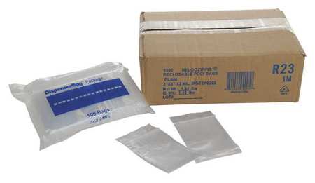 RELOC ZIPPIT Reclosable Poly Bag 2-MIL, 2"x 3", Clear R23