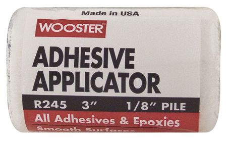 WOOSTER 3" Adhesive Applicator, 1/8" Nap, Woven Fabric R245-3