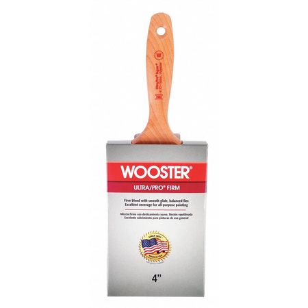 WOOSTER 4" Wall Paint Brush, Nylon/Polyester Bristle, Wood Handle 4173-4