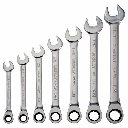 Stanley Chrome Combination Ratcheting Wrench Set, SAE, 7-Piece 94-542W