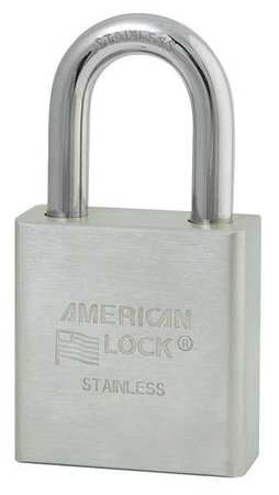 American Lock Padlock, Keyed Alike, Standard Shackle, Rectangular Stainless Steel Body, Stainless Steel Shackle A5400KA