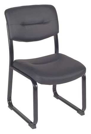 Regency Black Side Chair, 21" W 24" L 35" H, Armless, Leather Seat, Crusoe Series 1007BK