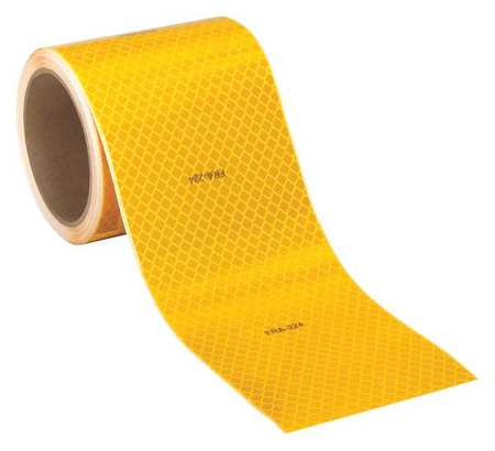 3M Reflective Tape, Yellow, 4 in. W, PK100 983-71