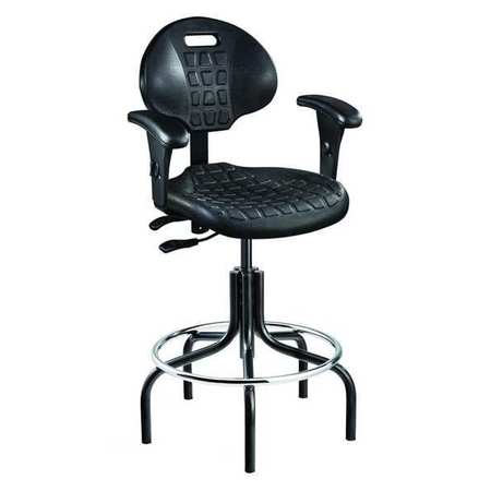 Bevco Polyurethane Task Chair, 24" to 29", Adjustable Arms, Black 7601-BLK-AA