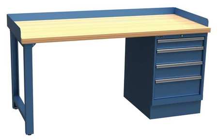 LISTA Workbenches, Butcher Block, 72" W, 35-1/4" Height, 1000 lb., Pedestal/Straight XSWB82-72BTBB