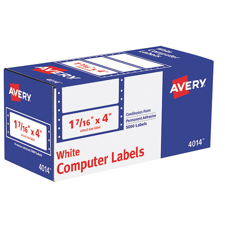 Avery Avery® Continuous Form Computer Labels for Pin-Fed Printers 4014, 4" x 1-7/16", Box of 5,000 7278204014
