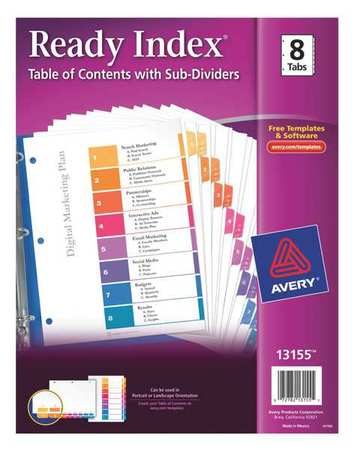 Avery Avery® Ready Index® Table of Contents Dividers with Sub-Dividers 13155, 8-Tab Set 7278213155