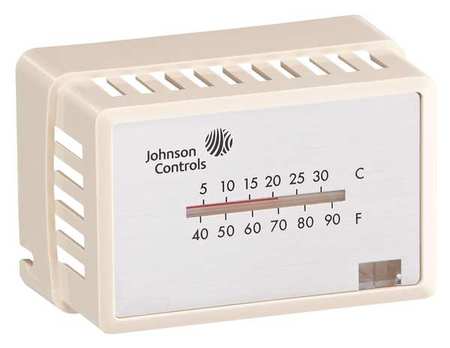 JOHNSON CONTROLS Pneumatic Thermostat Cover, White, Mounting Style: Horizontal, Thermometer, Single Window T-4000-3142